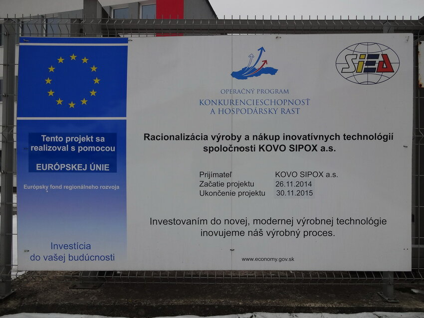 Racionalizácia výroby a nákup inovatívnych technológií spoločnosti KOVO SIPOX a.s.